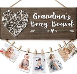 Quadro de gabarito para vovós, presentes de Dia das Mães para avó de neta, neto, melhores presentes de Dia das Mães para avó, porta-fotos para netos, presentes de aniversário para avó e avó
