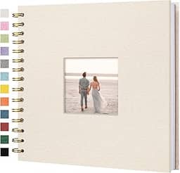 Hiwhy capa de linho para álbum de fotos de álbum de recortes, livro de memória de páginas brancas kraft de capa dura de 8 x 8 polegadas, para viagens, livro de convidados de casamento, chá d