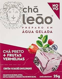 Chá Preto com Frutas Vermelhas Preparo em Água Gelada Leão Fuze com 10 Saquinhos