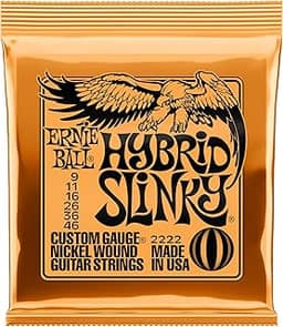 Cordas para guitarra elétrica Ernie Ball Hybrid Slinky Nickel Wound, calibre 9-46