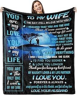 zoiluku Presentes para esposa do marido, para minha esposa, cobertor 152 x 127 cm, melhores presentes de aniversário para esposa, presentes do marido, ideias de dia das mães, presentes para esposa,