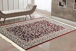 Tapete Persa Belga Cl�ssico 200x140m Lav�vel com Franjas � Sala Quarto Luxo Macio e Dur�vel (COR03, 140x100)