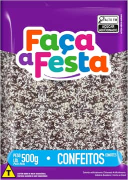 Faça a Festa – Confeito Granulado Mesclado 500g | Mescla de Cores Branco e Preto | Ideal para Decoração de Doces, Bolos e Sobremesas com Toque Sofisticado