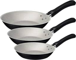Jogo de Frigideiras Tramontina Caribe em Alumínio com Revestimento Interno e Externo Antiaderente Starflon Max Preto 03 Peças