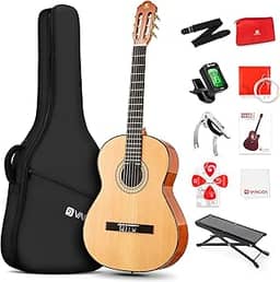 Guitarra clássica 91,4 cm 3/4 estilo espanhol, violão de cordas de nylon de 91,4 cm, ideal para adolescentes iniciantes e adultos, abeto natural, por Vangoa