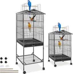 Gaiola para Calopsita 46 * 55 * 95CM, Duas Opções de Montagem, com Pés Baixos Ou Altos, Aço Carbono, Esmalte Cozido, Viveiro para Calopsita, Gaiola Calopsita