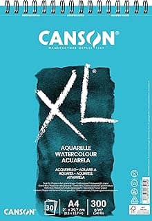 CANSON XL Aquarelle, Caderno Papel para Aquarela com Espiral 300g/m², A4: 21 x 29,7 cm, 30 Folhas