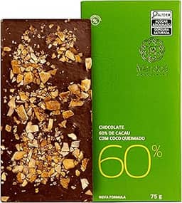 Mendoá, Barra de chocolate premium 60% de cacau com coco queimado, 75 gramas