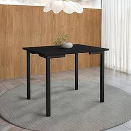 Mesa sala de jantar cozinha compacta para 4 lugares (Preto/Preto)