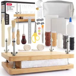 HEJIN Kits de encadernação de livros, prensa de livros com pasta de osso de plástico, fio encerado, materiais de encadernação de livros para iniciantes, 29 x 19 cm