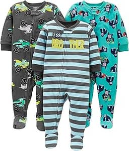 Macacão de dormir para bebês Pacote com 3 pijamas folgados de lã com pés resistentes a chamas Simple Joys by Carter'sMeninos