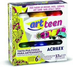 Tinta Fosca para Artesanato com 6 Cores, Acrilex, 032000000, Multicor