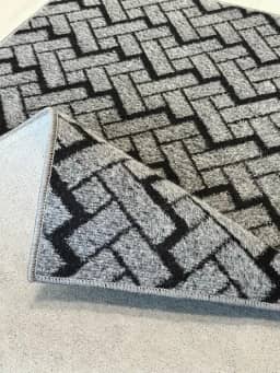 Tapete Para Sala Quarto Cinza Preto 1,00 X 1,50m Pequeno Feltro Macio7845176301567