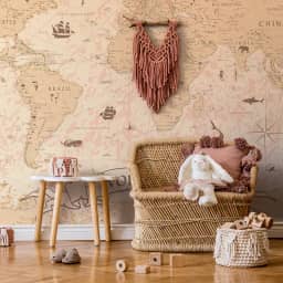 Papel de Parede Mapa Mundi Vintage Painel Vinil 6 rolos 9m²
