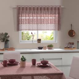 CORTINA BANDÔ DE RENDA PARA COZINHA COLOR ROSE 2,00M X 80CM
