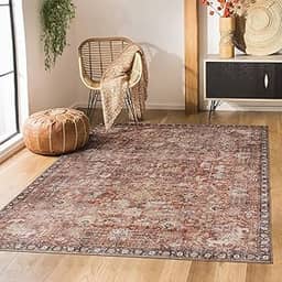 Valenrug Coleção Antiga Tapetes Lavável para Sala de Estar Quarto Interior, Persa, Vermelho, 1,2 m x 1,8 m
