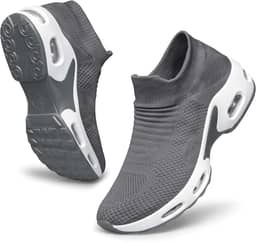 Tênis feminino para caminhada – Tênis casual diário sem cadarço confortável para trabalho de enfermagem, Cinza escuro, 38