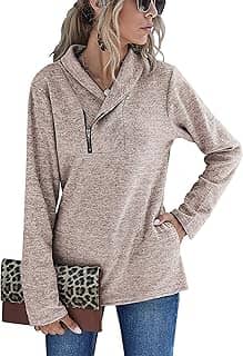 Moletom feminino Romanstii de manga comprida, pulôver, casual, slim fit, túnica, blusa, leve, esportivo, Khaki Pullover Sweatshirt, Large