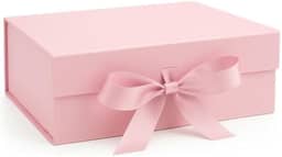 Caixa Para Presente Reforçada Rígida de Papel com Imã e Laço Cetim Embalagem PegPack (Rosa Bebê, 23x17x7cm)