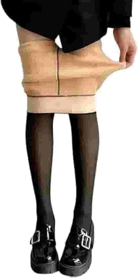 Meia Calça Translucida Forrada Super Quente De Lã Aveludada