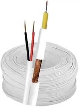 Cabo Coaxial CFTV 2 Vias, 100 Metros, 80% Malha, PVC Branco, para Câmeras de Segurança
