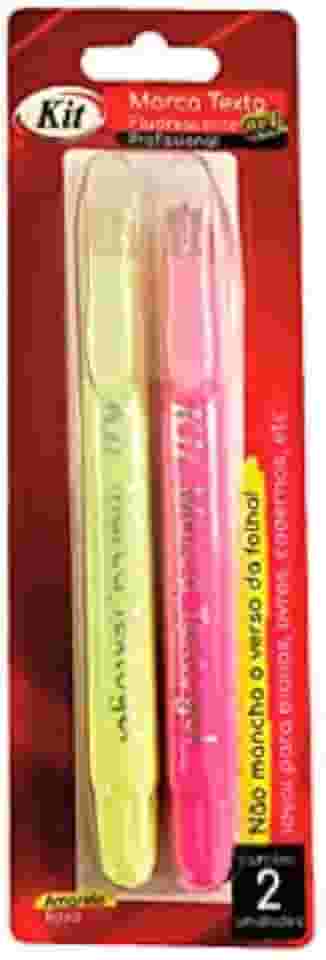 Marca Texto Kit Gel Profissional com 2 Amarelo/Rosa, Kit