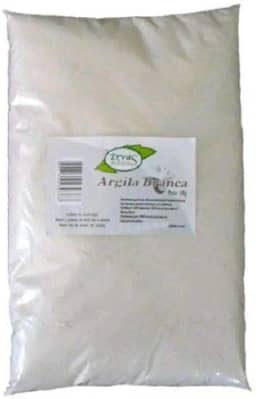 Argila Branca 100% Pura Pacote de 1 Kg Ervas e Raízes