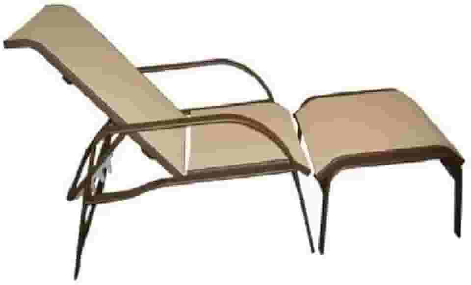 Cadeira Espreguiçadeira De Aluminio Com Puff Piscina Varanda