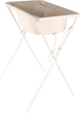 Banheira com Suporte Dobrável, Tanque 25 L, até 30Kg Banheira Para Bebê Segura - Branca