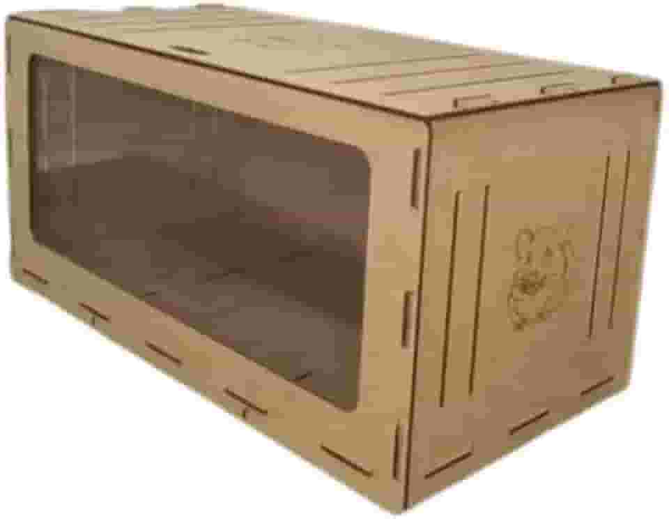 Gaiola Terrário para Hamster e Roedores com Comedouro, Marrom