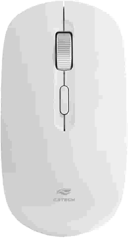 Mouse Sem Fio C3Tech M-W80WH Branco bateria Recarregável, Ergonomico, Ambidestro, Botão Scroll Metálico, 1600 DPI, Silencioso, Compatível com Windows, Linux, MacOS