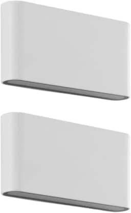 Kit 2x Arandela Externa Slim Pastilha Alumínio Branca Facho Duplo LED 3000K 12W IP45 Bivolt