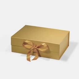 Caixa FlexBox Rígida de Papel com Imã e Cetim para Presente - Y338 (Dourado, 33x25x12cm)