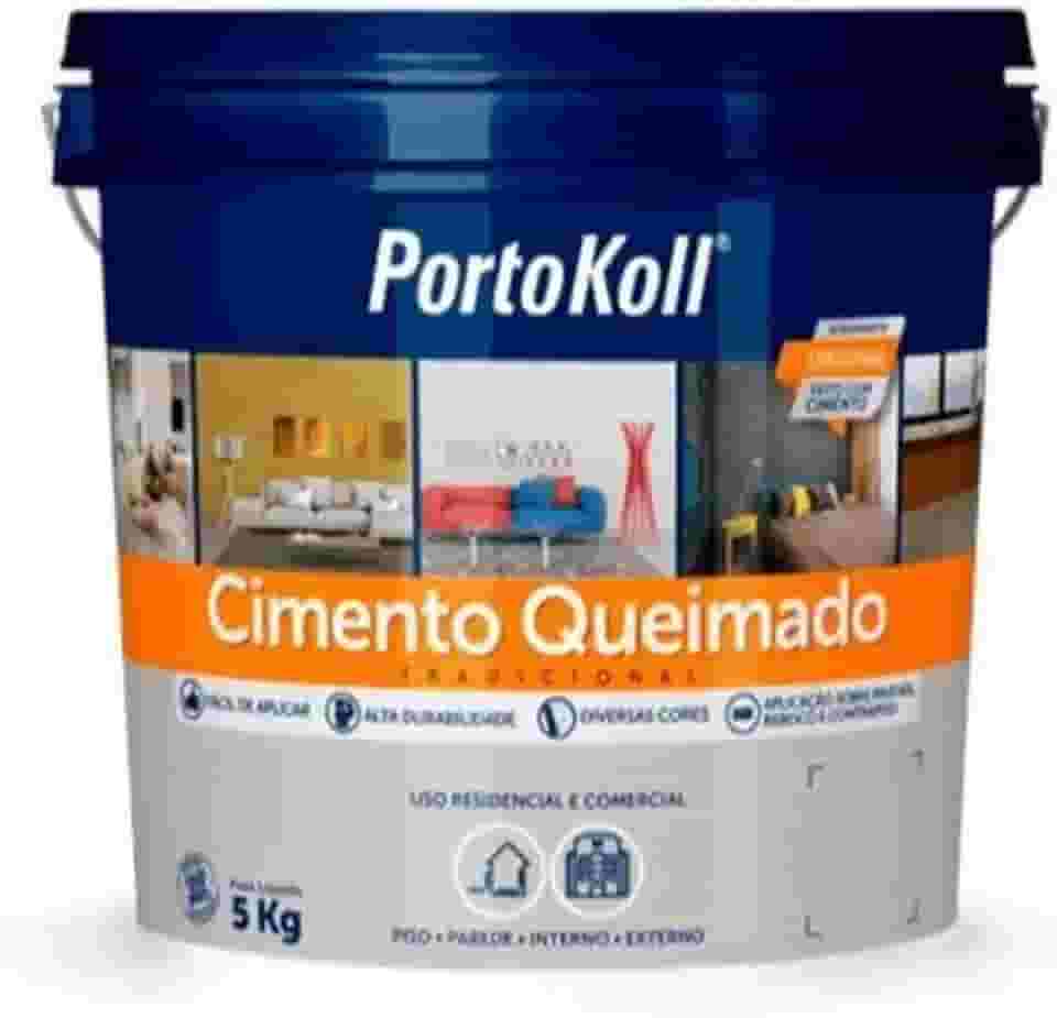 Cimento Queimado, Revestimento decorativo cimentício pronto, Argamassa colorida decorativa para de pisos e paredes, internas e externas, Cor: Geada, Balde 5kg