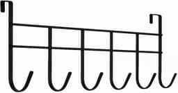 Cabideiro De Metal Para Porta Com 6 Ganchos Cabide Organizador Para Roupas Bolsas Toalhas E Organização De Quartos E Banheiros (Preto)
