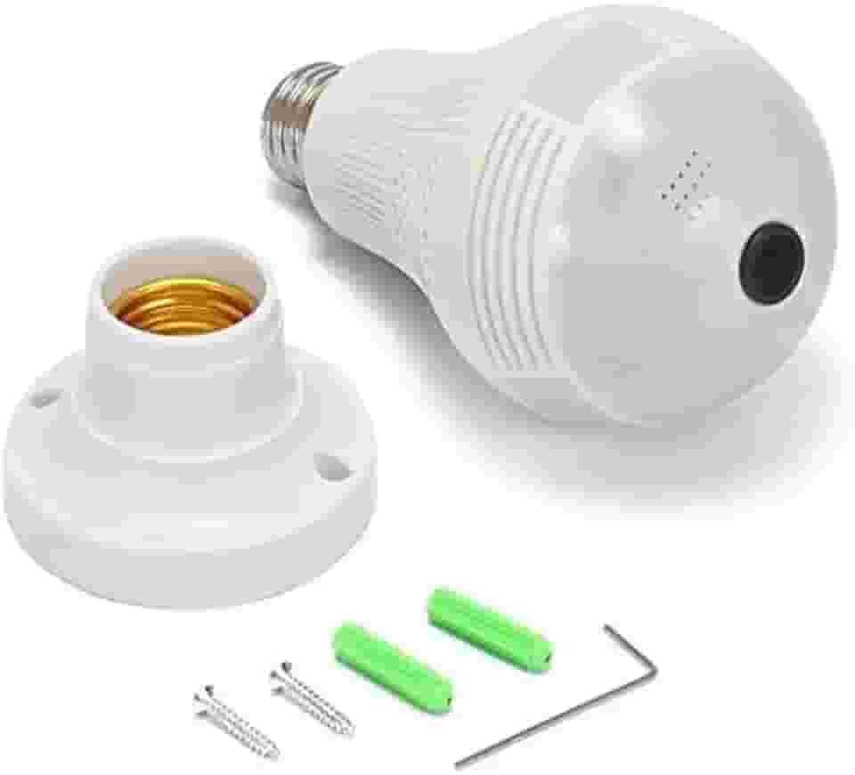 Lampada Espiã Câmera Ip 360° Hd Led Wifi 3g Grava Alarm -