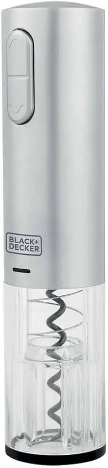 BLACK+DECKER Abridor de Vinho Inox Gourmand Gris a Bateria, Carregamento via USB, Modelo W10
