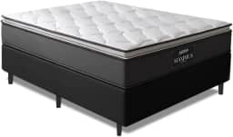 Cama Box Casal King Gazin Colchão Molas Ensacadas Pillow Top Maximus 193x203x62cm Cinza/Preto - Suporta até 120Kg por Pessoa