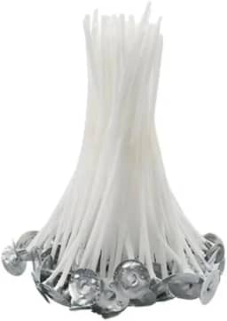Kit 100 Pavios de Algodão Branco 20cm 2,5mm para Velas Artesanais Queima Forte e Estável