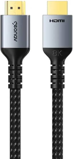Geonav Cabo HDMI 2.1 Ultra High Speed, Suporta resolução 8K a 60Hz ou 4K a 120Hz, 2 metros, nylon trançado reforçado, HDMI2120, Cinza