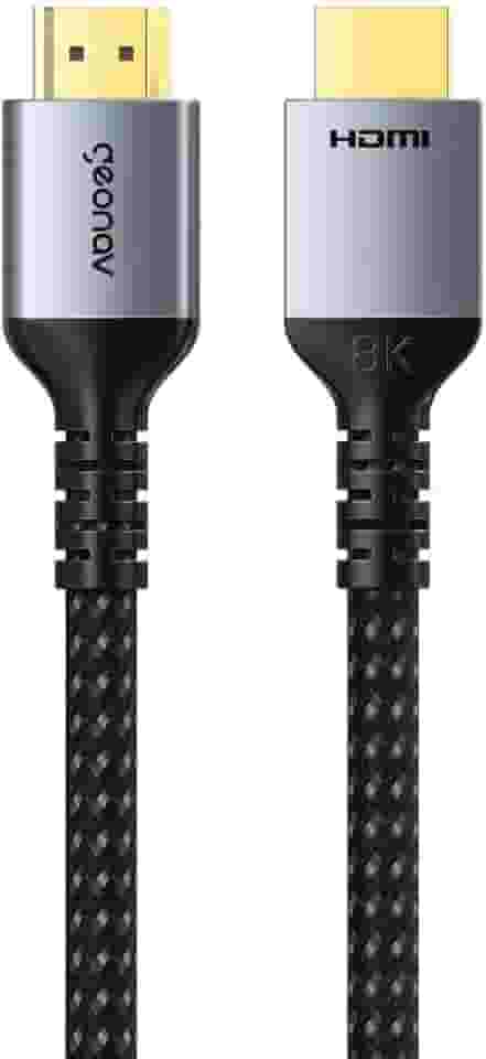 Geonav Cabo HDMI 2.1 Ultra High Speed, Suporta resolução 8K a 60Hz ou 4K a 120Hz, 2 metros, nylon trançado reforçado, HDMI2120, Cinza