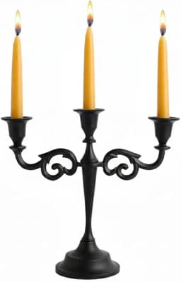 Rely+ Candelabro de três braços com 28 cm de altura. Suporte de castiçal preto para mesa.
