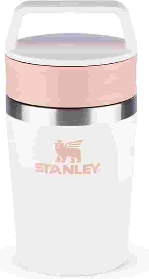 Stanley - Copo de Café Térmico, Caneca de Viagem Café Go com Tampa de Duas Partes Para Beber e Alça de Transporte, Garrafa Térmica de Aço Inoxidável, 236 ml, Rose Quartz