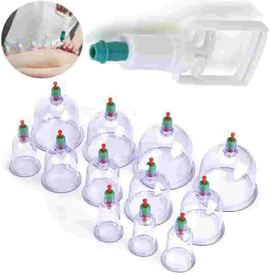 Kit 12 Ventosas Terapêuticas Corporais para Ventosaterapia, Copos de Massoterapia, Cupping e Acupuntura por Sucção.
