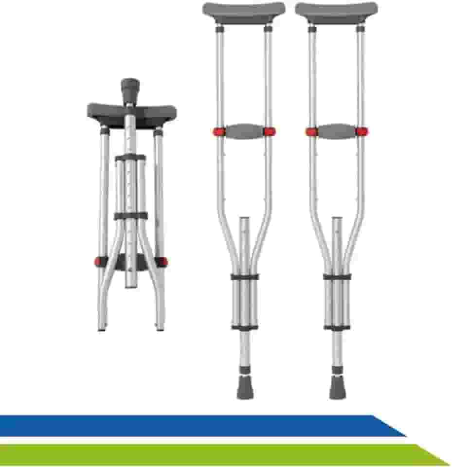 Muleta Axilar Regulável Dobrável 3 tamanhos em 1 (P,M,G) até 130kg Par Hidrolight