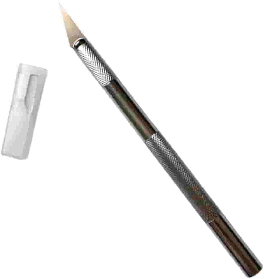 Estilete Bisturi de Precisão com 6 Lâminas Substituíveis Cabo Antiderrapante em Metal Estilete Profissional para Artesanato Envelopamento Modelismo Aeromodelismo Hobby Linha Premium