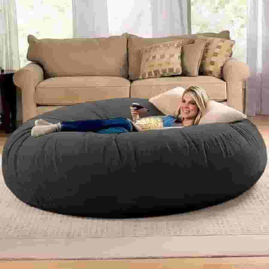 Puff Gigante Redondo140x20 Sem Enchimento Suede Premium Linha Gold