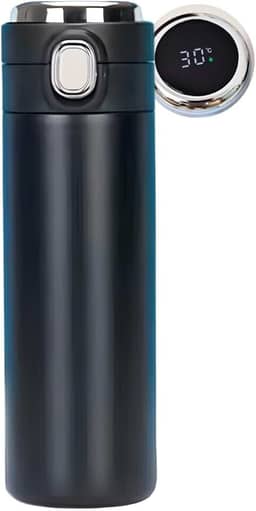 Garrafa Térmica de Água 500ml Esportiva, Com Display, Squeeze Academia, Tampa Antivazamento, BPA Free, Parede Dupla Vácuo Fria Quente, Portátil, Masculina Feminina Infantil (Preto)