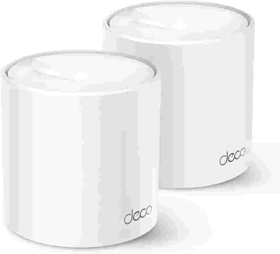 TP-Link Deco X50 (2-Pack) Sistema WiFi 6 AI Mesh AX3000 Dual Band 2,4 GHz/5 GHz, Cobertura de até 420 m², 3 Portas Gigabit por Unidade, Canal de Banda 160 MHz, ODFMA, 1024QAM, Branco.