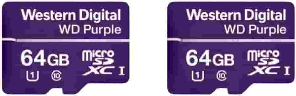 2 Cartões de Memória Com 3 anos de Garantia Micro SD 64GB WD Purple Intelbras